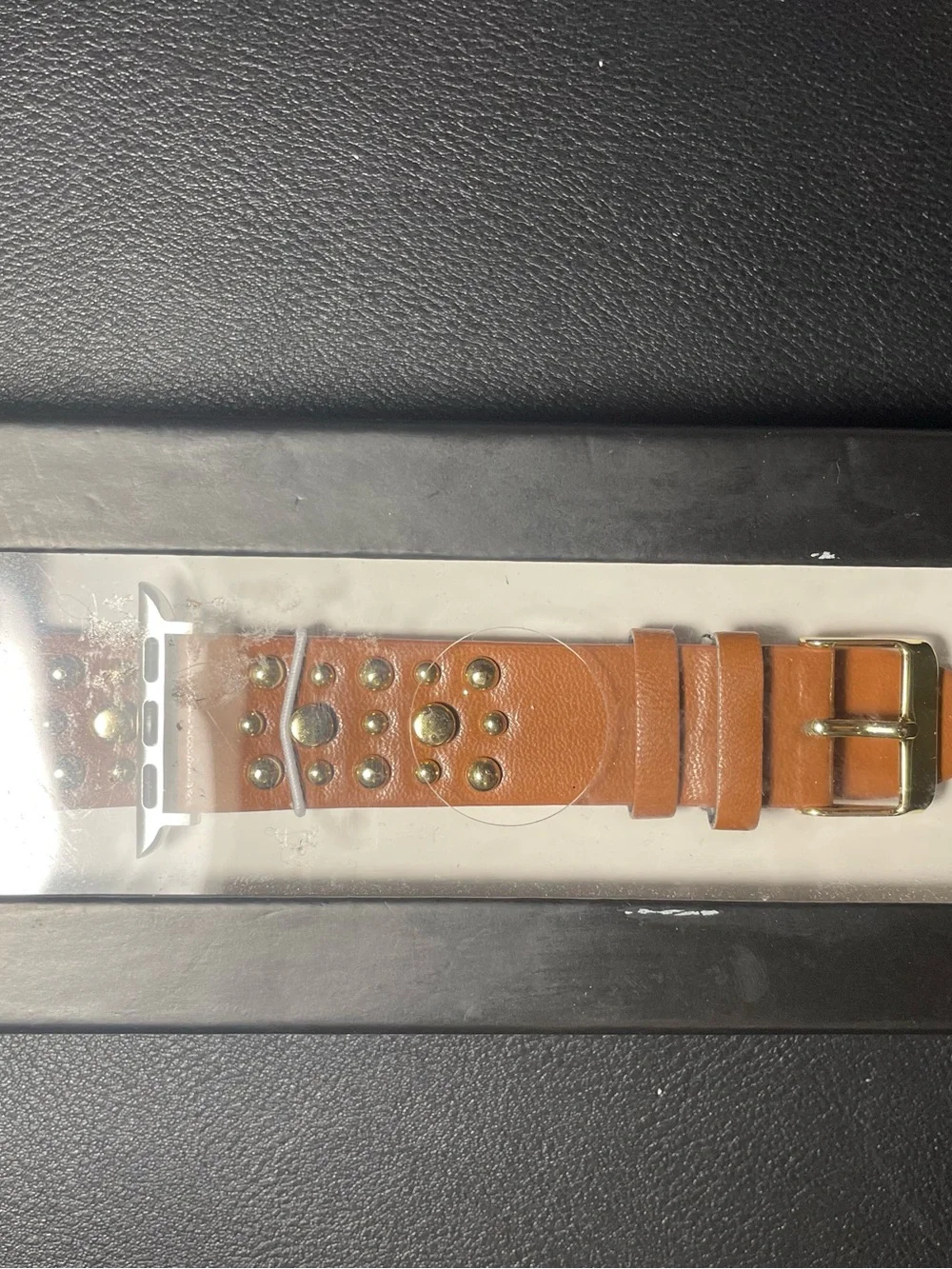 Tan Leather Studded Watch Band for Apple Watch
